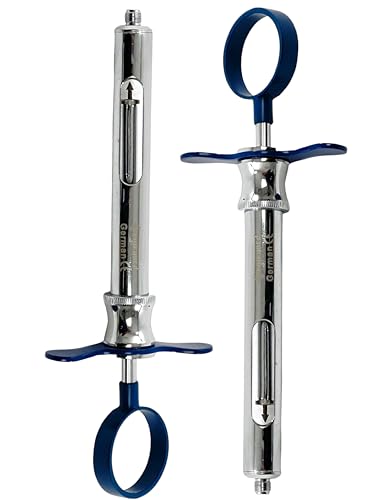 Set of 2 Dental Anesthetic Syringe 1.8mL Self-Aspirating with One Finger Ring Color Handle & Arrow Point Plunger | German Stainless Steel Premium Dental Instruments (Set of 2 - 1.8mL - Dark Blue)