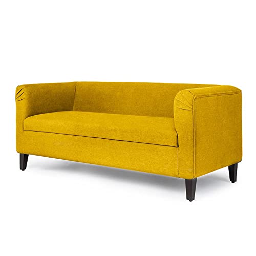 Image of Wakefit Sofa Set | 3 Year Warranty | Sofa 4 Seater, 4 Seater Sofa for Living Room, Wooden Sofa Set, Sofa Set 2+1+1 Seater - Miami(Tahoe : Chrome Yellow)