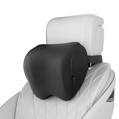 2-Pack Auto Nackenkissen, Weichheit Auto Kopfstütze Kissen zum Fahren mit verstellbarem Riemen, 100% Memory Foam und atmungsaktiver Abnehmbarer Abdeckung, 12 cm Dick