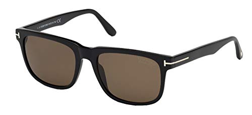 Tom Ford FT0775 01H Shiny Black Stephenson Square Sunglasses Polarised Lens Cat
