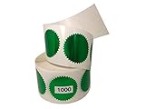 Green Legal Embossing Labels, Metallic Foil Stickers, 2' Starburst Serrated Edge Seals, (Awards,...