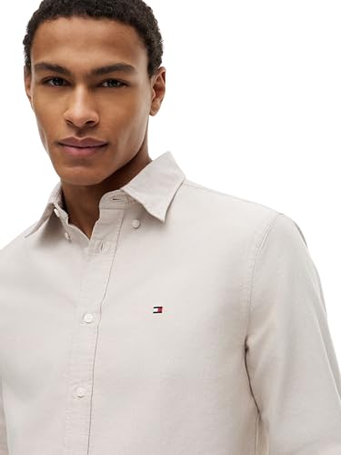 Tommy Hilfiger Herren Hemd Oxford Shirt Langarm, Beige (Safari Canvas), XS – Ansicht 3