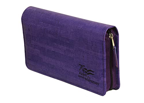 Image of Sukeshcraft Multiple Cheque Book Holder | Original PU Holds Upto 8 Cheque Books, Locker Key Hook (PU -Purple)