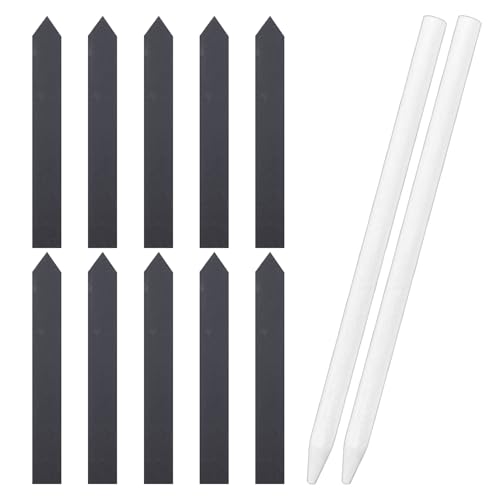 Lot de 10 étiquettes pour plantes, 2 stylos en stéatite, étiquettes en ardoise noire, étiquettes d'insertion pour plantes, plaques de marquage des plantes, inserts d'étiquettes de jardin, convient