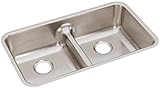 Elkay ELUHAQD3218 Gourmet 18-1/2-Inch x 32-1/16-Inch Double Basin Undermount Stainless Steel Kitchen Sink