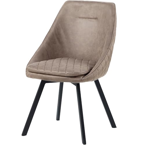 TRISENS Chaise de salle à manger pivotante - Avec revêtement en cuir synthétique - Aspect vieilli - Couleur : taupe - Quantité : 1 pièce
