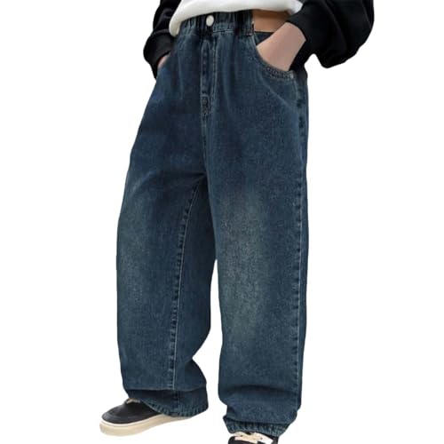 Baby Boys' Baggy Jeans Pants High Waisted Full Length Trousers Denim Casual Classic Pants with Pockets