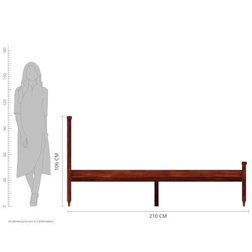 Image of STRATA FURNITURE Solid Sheesham Wood Traun King Size Bed Without Storage | Wooden Double Bed Palang Cot | Ideal Furniture for Living Room Bedroom and Hotel (Honey Finish)