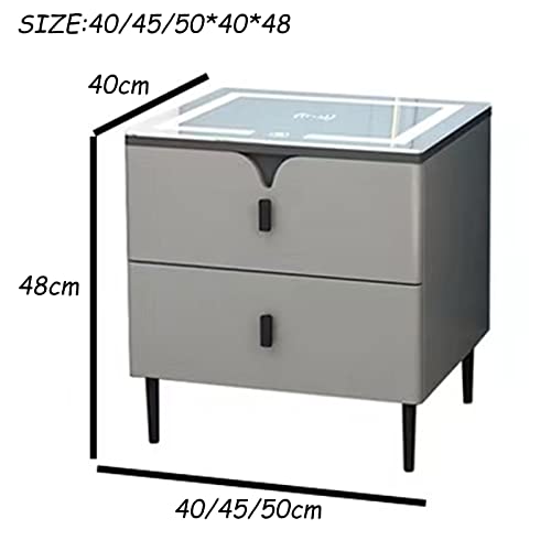 Table de nuit intelligente LED table basse USB et meuble d'appoint 2 tiroirs