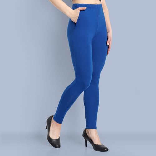 Image of ONE SKY Women Full Length Leggings | Cotton Modal Spandex Blend | High Waist Stretchable & Bio-Washed Fabric | Colour-Lock Technology | Comfortable Leggings for Women