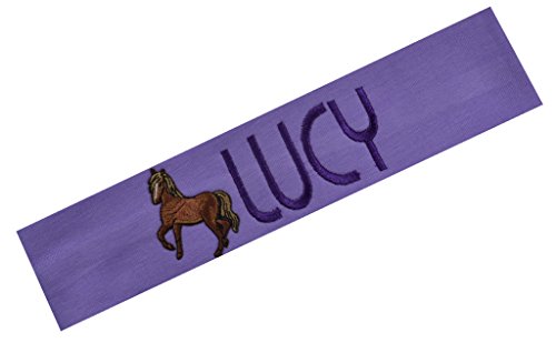 HORSE Headband Personalized With EMBROIDERED Custom Name By Funny Girl Designs (LAVENDER HEADBAND)