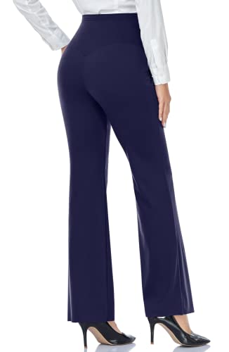 Amposh Women's Maternity Bootcut Work Pants With Pockets Flare Yoga Pants For Workout And Daily Wear(Navy, L) #TOP4