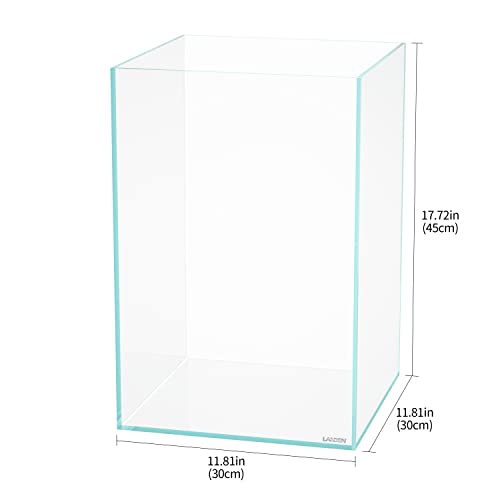 Image of LANDEN Tall Tank, Rimless Low Iron Tank 10GAL 11.8 inch L x 11.8 inch W x 17.7 inch H (30X30X45) cm Small Aquascape Fish Tank, Vertical Aquascape Tank, Black Leveling Mat Included