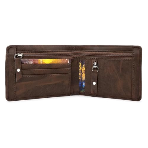 Image of SAMTROH Double Zipper Pu Leather Wallet for Men | 3 Card Slots | 2 Secret Compartments | 2 Currency Compartments | 1 Coin & Zip Pocket