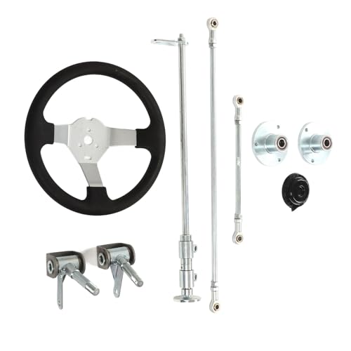 Yctze Go-Kart-Lenkrad-Set, Go-Kart-Lenkrad-Set, Metall, Go-Kart-Lenkrad-Set, 300 mm Spurstangen-Zahnstangenwellen-Set für 100 cm³, 125 cm³, 140 cm³, 150 cm³ Go-Kart