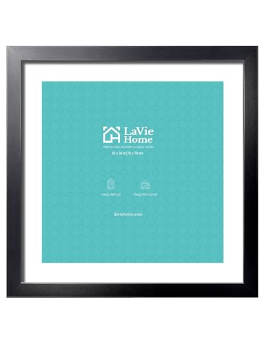 LaVie Home 30 x 30 Picture Frame Black Poster Frame Display Pictures 24x24 with Mat or 30x30 Without Mat Frame and Polished Plexiglass Suitable for Photos Artworks Posters