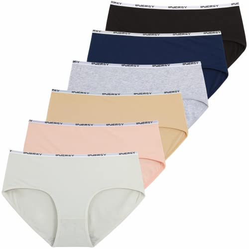INNERSY Womens Underwear Low Waist Basic Daliy Comfy Knickers Ladies Briefs Multipack 6 (12, 6 Basics)