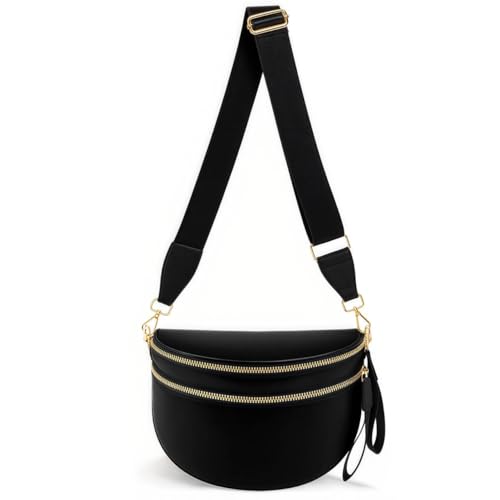 URSKYTOUS Crossbody Bag for Women Nylon Bum Bag Oversized Trendy Fanny Pack Pure Colour Diaper Bags Large Capacity Spacious Crossbody Bags Purse with...