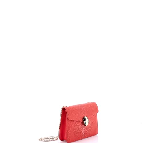 Pre-Loved Serpenti Forever Square Shoulder Bag Stingray Small, Red2