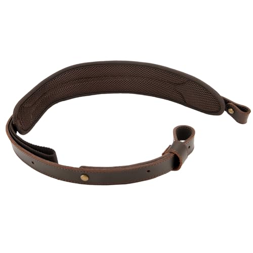 WAYNE'S DOG Padded Rifle Shoulder Strap with Thumb Hole, Leather Ammo Shell Holder Gun Sling(.308 .30-06 .44MAG .45-70, Coffee with Swivels) by WAYNE'S DOG - Image 2
