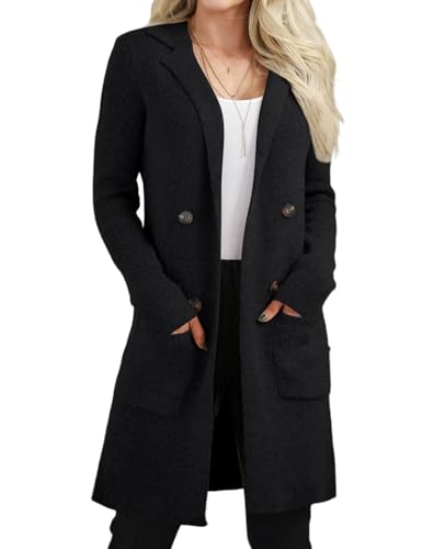 VIMPUNEC Women's Open Front Long Cardigan Sweaters Fall Casual Knit Jackets Coatigan with Pockets