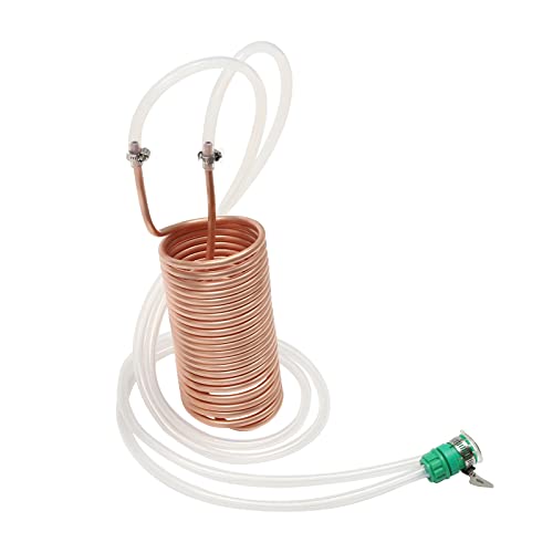 Copper Cooling Coil Pipe,Garden Hose Fitting,Immersion Wort Chiller Coil, Portable Mini Cooler Efficient Liquid Chiller with Universal Joint for Cooling Beer & Malt