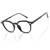 Amorays Lesebrille für Herren Damen Anti Blaue Lesehilfe Retro Rund Rahmen Lesebrillen Feder Scharnier 8096(Schwarz,+2.00)