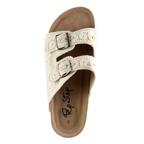 Image of PepStep Slide Sandals for Women with Soft Cork Footbed and Strap, Ladies Fashion Platform Slide Sandals Comfortable Slip On Style