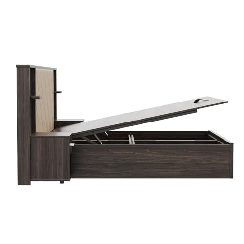 Image of Wakefit Bed | 3 Yr Warranty | King Size Bed, Hydraulic Storage,Beige Fabric Cushioned Upholstery Headboard,Density:680-750kg /m,Termite & Borer Resistant,Fits Mattresses Up to 8 inches(Noctis78x72-WM)