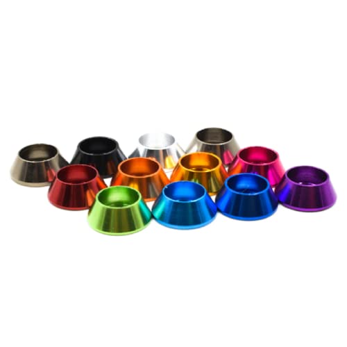 Image of 50pcs M5 Cone Cup Washers Anodized Aluminum Alloy Screw Gasket Countersunk Washers (Green)