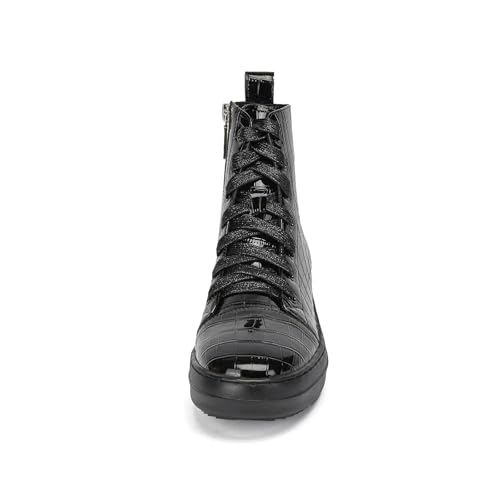 Image of IMPREMEY Women's High Top Sneakers Lace Up PU Leather Shoes with Thick Soles and Zipper, Fashionable Walking Shoes