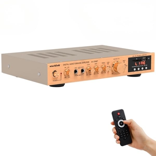 2000W HiFi Stereo Verstärker, Bluetooth 5.0, Ultra-Dünner 5cm Aluminium AV Surround Audio Verstärker, SD/USB, FM Radio
