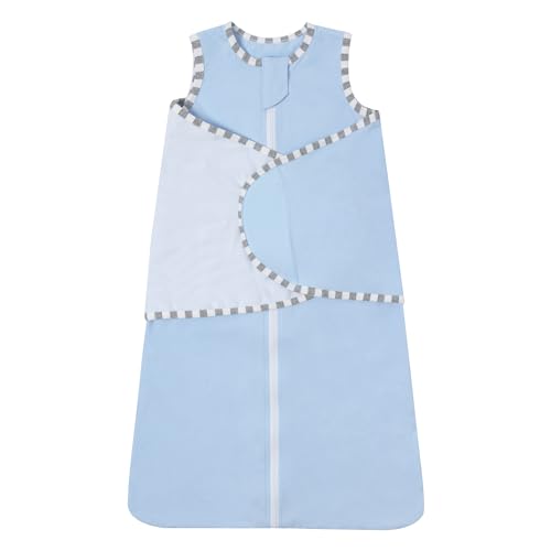 Image of LOVABYLUCK 100% Cotton Toddler Sleep Sack with Feet, Long Sleeves Baby Wearable Blanket, 3-Way Zipper Baby Sleep Sack for Walkers