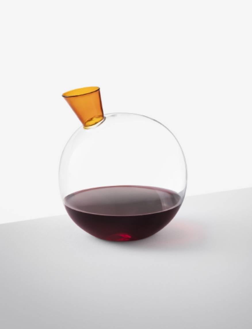 Ichendorf Milano Decanter Trasparente e Ambra | Collezione Travasi | 190 cl | Vetro Borosilicato | Fatto a Mano