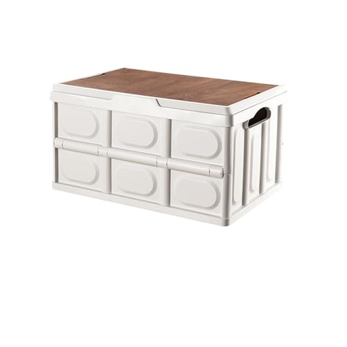 Contenedor de almacenamiento plegable, gran capacidad con asas y tapa de madera, cajas de utilidad para organizar el almacenamiento al aire libre en el hogar