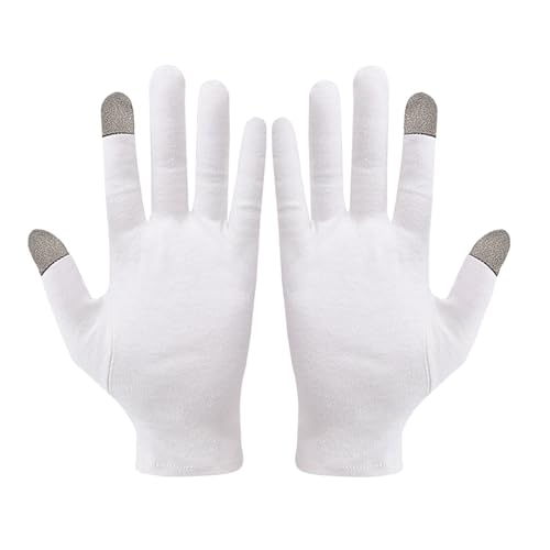 gifyym Gants en coton blanc pour écran tactile | Gants de conduite, écran tactile, randonnée, course à pied, pêche, photographie, activités de plein air,...