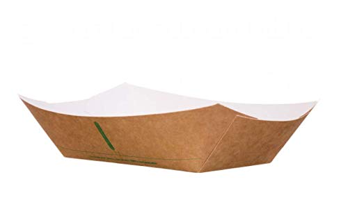 bio3 Barquettes jetables pour porter, 100 % biodégradable et compostable, assiette, plateau, bateau, bol pour transporter 25 pièces (20 x 13 x 5,5 cm, 750 ml) Cover