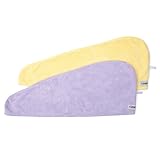 Turbie Twist Microfiber Hair Towel Wrap - for Women, Men & Kids - Travel & Bathroom Essential - Quick Dry Hair Turban for Curly, Long & Thick Hair - 2 Pack (Lilac, Lemon)