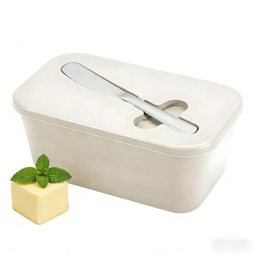 Butter Dish with Lid and Knife, Plastic Butter Holder Tray Container, Proof Storage Box, for Cheese Storage, Easy Scoop, Dishwasher Safe, Black
