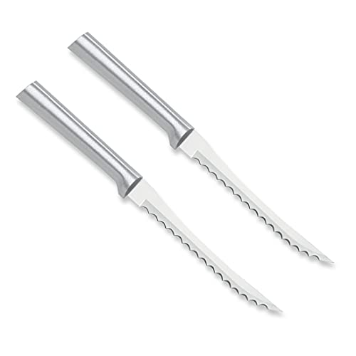 Comparison: Best Knife For Slicing Tomatoes 8 Rada Cutlery Tomato Slicer Knife (R126), 5" Stainless Steel Hollow Ground Serrated Blade, Made in USA, Silver Handle, Pack of 2