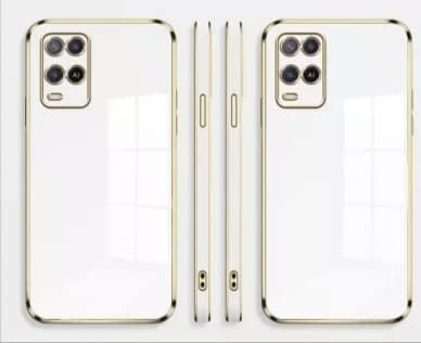 Image of Apurb Store for Oppo A54 Plating Square Gold Frame Phone Case Luxury Soft Silicone Back Cover (for Oppo A54, White)