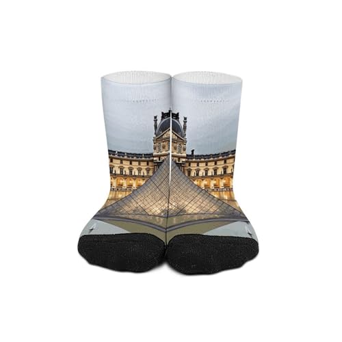 Louvre Museum in Paris Socks for Women Men Cotton Sock Breathable Boot Socks Warm Calf Socks for Hiking Work Crew Socks Thin Casual Long Socks 11.8 in