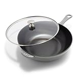 staub padella giornaliera in ghisa 2.9-qt con coperchio in vetro, grigio grafite