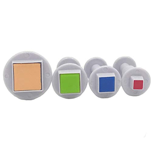 Square Sugarcraft Plunger Cutter DIY Mold for Cupcake Toppers Fondant Cake Decorating,4-Pack by MERRY BIRD