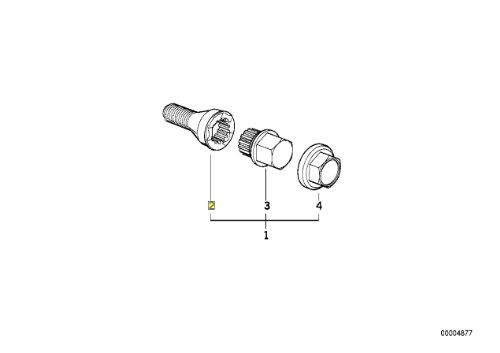 Llave de vaso BMW code key 13 para tornillos antirrobo 1181263 original de llanta 2