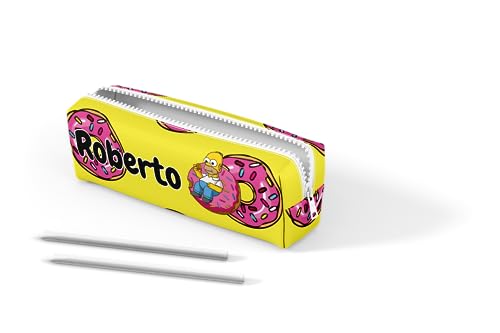 ZPUBLI+ School Cases 22 cm Personalised with Names, Dates, Phrases etc. Customised Basic Pencil Case for School with Original Drawings, Simpson, School Cases