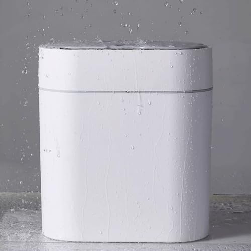 Compost bin Kitchen/Garbage Intelligent Sensor Trash Can Household Bathroom Toilet with Lid Electric Narrow Slit Model Sanitary Bin Step Trash can(Milky White)