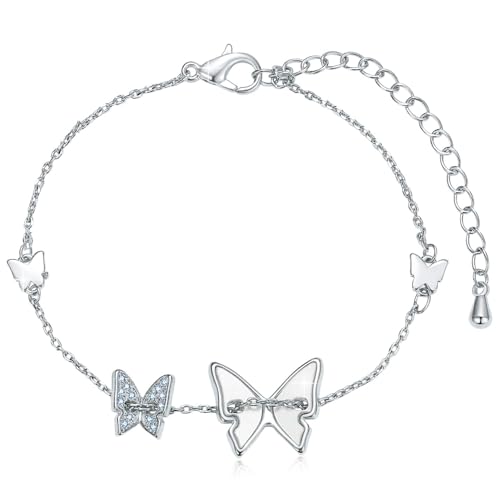 L.Karden Pulsera Mariposa para Mujer Chapada Oro 14 Quilates Plata de Ley 925...