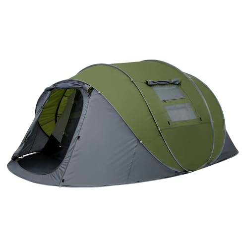 Zelt 4-6 Personen Wasserdicht, Pop up Zelt Wurfzelt [5 Fenster] Camping Zelt ab 4 Personen Doppelwandig Shelter 6 Mann 3 Sekunden Easy Zelt Grosses Popupzelte für Outdoor Sport Picknick Reisen Strand