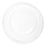TOYANDONA Plato de Vidrio con Borde de Perlas Plato para Frutas y Ensaladas de Vajilla para Hogar y Eventos Resistente y Seguro para Servir Postres y Aperitivos